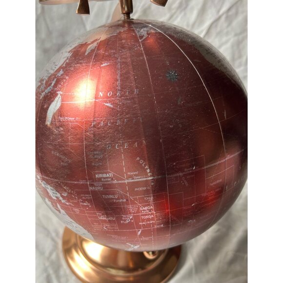 Luxury Copper Airplane Globe — Rotating 8” World Map on Art Deco Aviation Stand - Picture 13 of 14